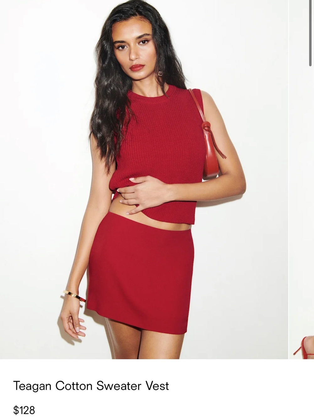 Reformation Teagan Cotton Sweater Vest - Sundried Tomato